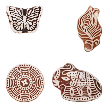Set of 4 Piece New Mix Wooden Printing Block